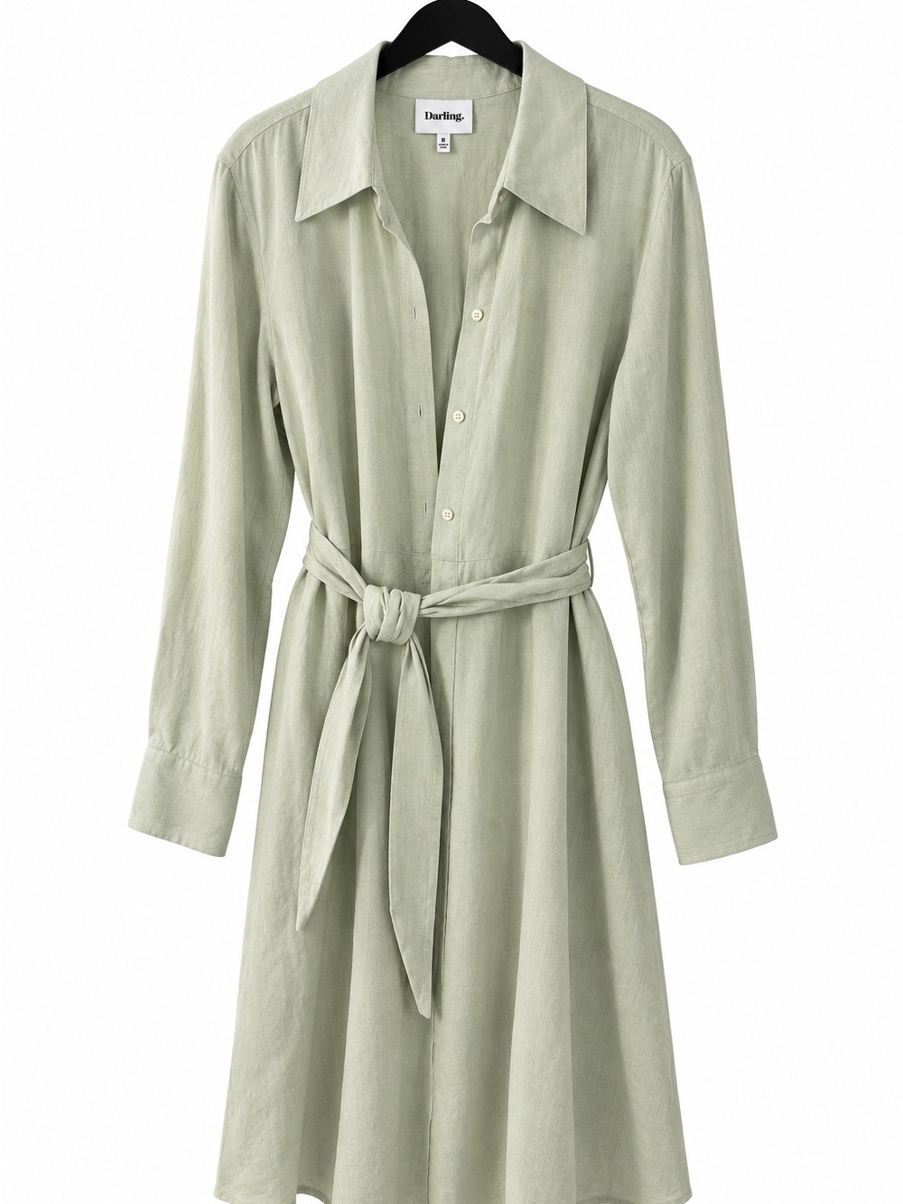 Darling Light Sage Long-Sleeve Belted Shirt Dress